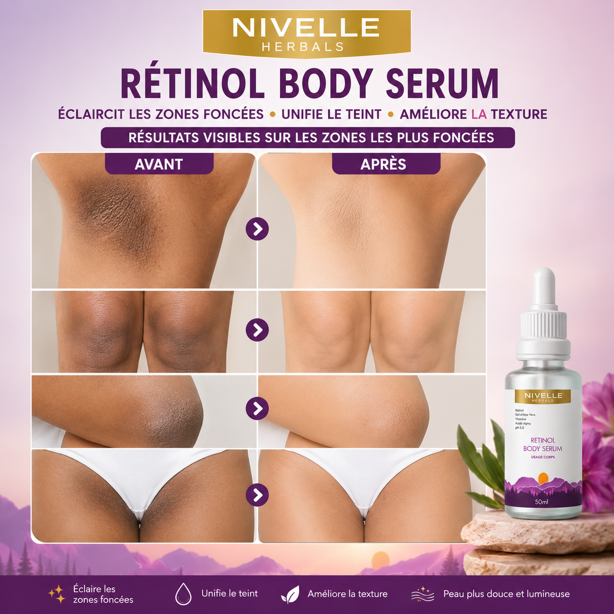 NIVELLE™ | Sérum Rétinol Éclaircissant Corps.